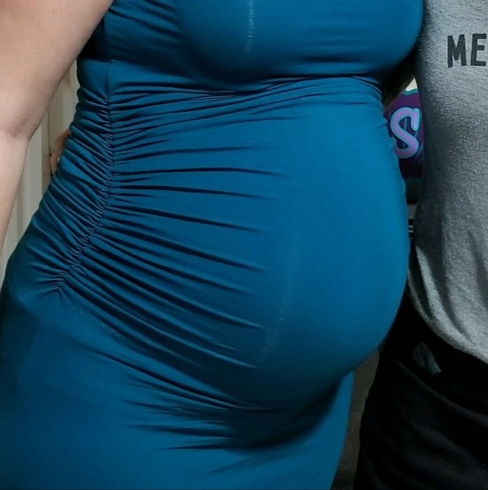 Teal blue maternity dress